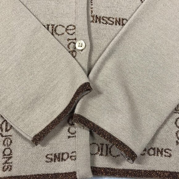 Iceberg Ice Jeans Cardigan Sweater Womens Small Beige Logo Monogram Made Italy - Picture 7 of 11